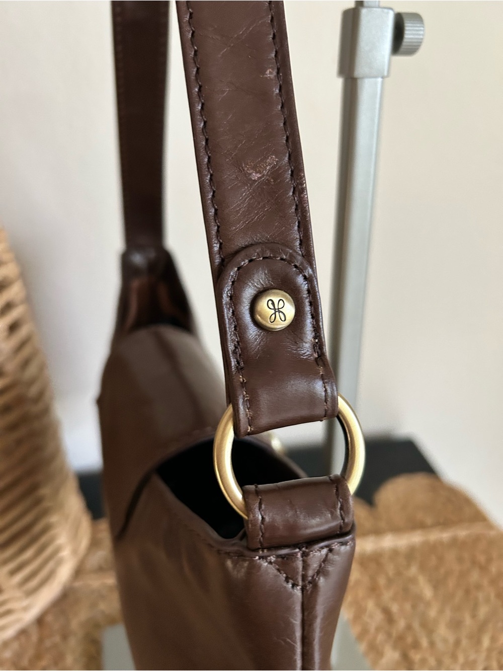 HOBO Mila Brown Leather Turn Lock East West Shoulder Baguette Bag - Picture 6 of 12